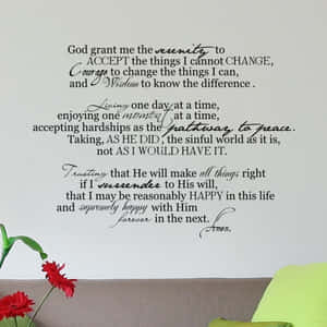 Complemented White Wall With Serenity Prayer Wallpaper