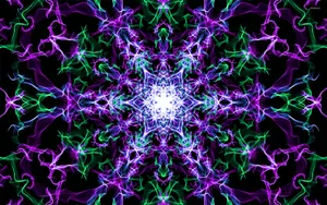 Complicated Green Violet Patterns Wallpaper