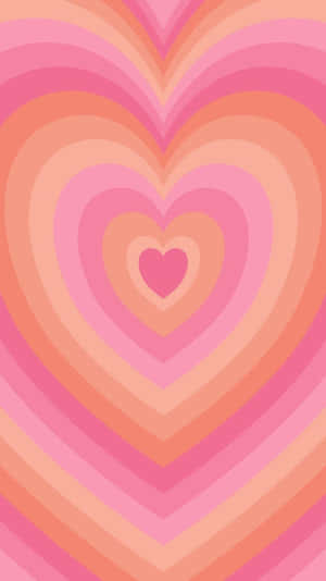 Concentric Hearts Pink Orange Pattern Wallpaper