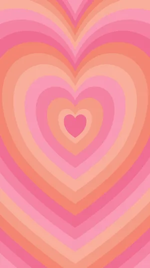 Concentric Hearts Pink Orange Pattern Wallpaper