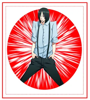 Confident Anime Character Red Backdrop Wallpaper