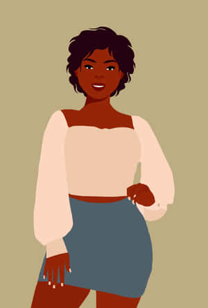 Confident Ebony Woman Illustration Wallpaper