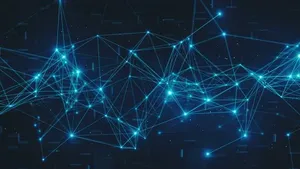 Connected Illuminated Light Blue Dots Wallpaper