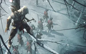 Connor Kenway Bravely Stands In The Assassin's Creed Iii Scene Wallpaper
