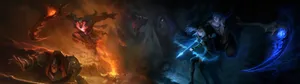 Conquer The Nexus With League Of Legends On Dual Screen Wallpaper