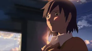 Contemplative Anime Character Sunset Wallpaper