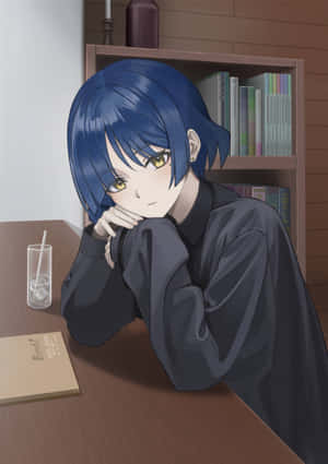 Contemplative Anime Characterat Desk Wallpaper