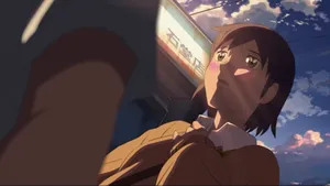 Contemplative Anime Girlat Sunset Wallpaper