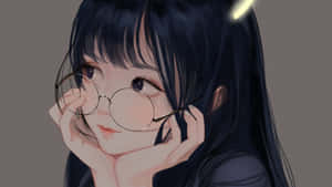 Contemplative Anime Girlwith Glasses Wallpaper