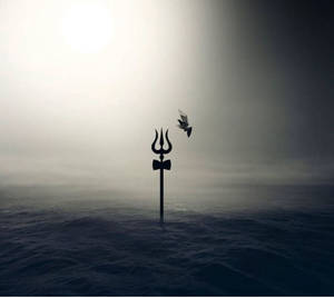 Contemplative Trishul Silhouette Wallpaper