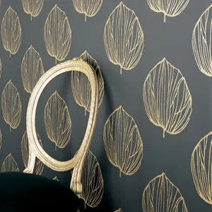 Contemporary Modern Golden Leaf Pattern Wall Wallpaper