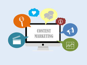 Content Marketing Text Graphic On Monitor Wallpaper