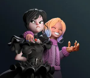 Contrasting Friends3 D Render Wallpaper