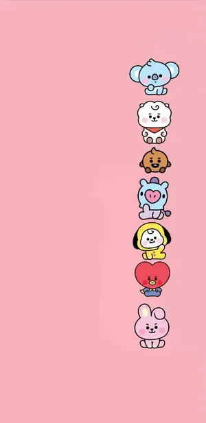 Cooky Bt21 Friends In Line Wallpaper