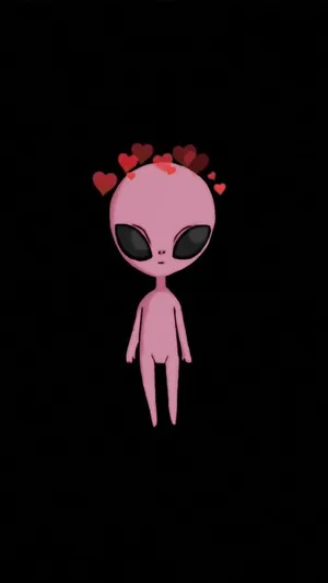 Cool Alien With Hearts Wallpaper