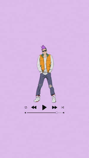 Cool Animated Character Purple Background Wallpaper