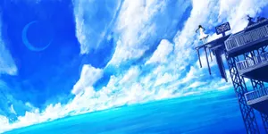 Cool Anime Blue Sky And Clouds Wallpaper