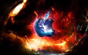 Cool Apple Logo Fire Background Wallpaper