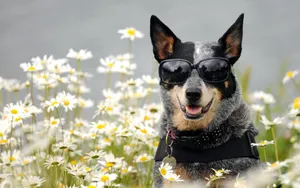 Cool Black And Gray Dog Rocking Sunglasses Wallpaper