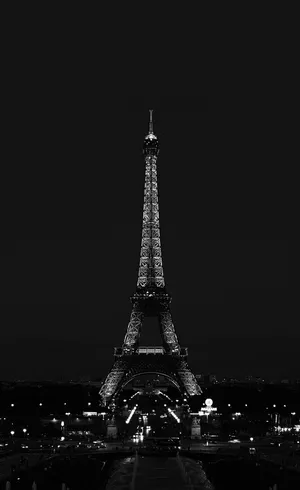 Cool Black Eiffel Tower At Night Wallpaper
