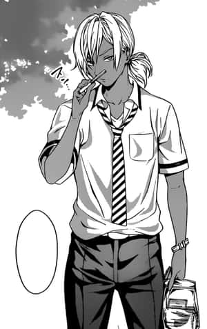 Cool Blonde Anime Character Smoking Wallpaper