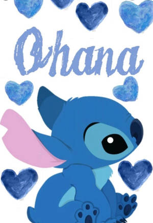 Cool Blue Hearts Stitch Ohana Wallpaper