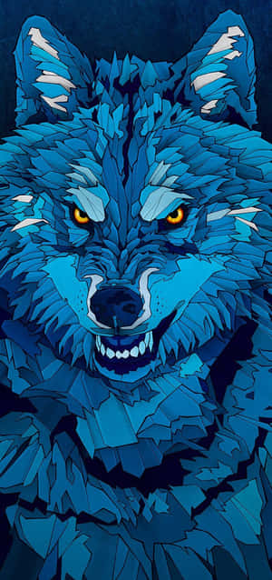 Cool Blue Wolf Abstract Art Phone Wallpaper