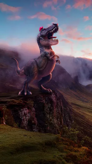Cool Dinosaur In Hilly Mountain Wallpaper
