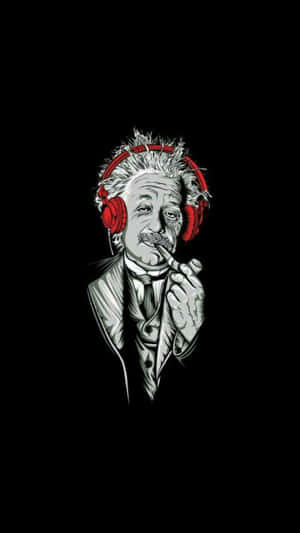 Cool Einsteinwith Headphones Wallpaper