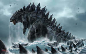 Cool Godzilla Attack In The Ocean Wallpaper