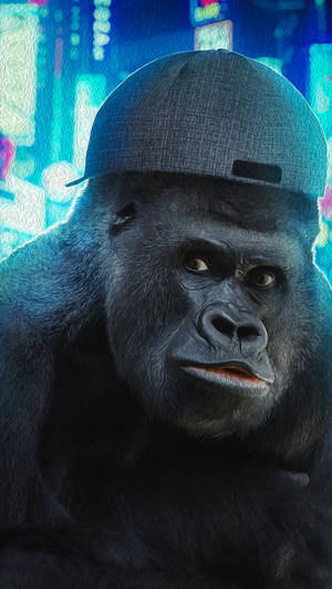 Cool Gorilla With Silly Hat Wallpaper