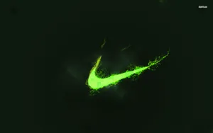 Cool Green Lit Nike Logo Wallpaper