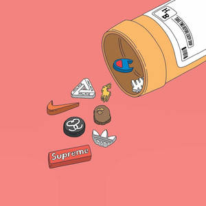 Cool Hypebeast With Clothing Logos Wallpaper