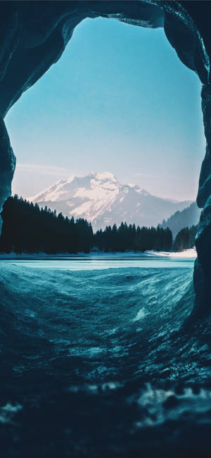 Cool Iphone 11 Cave View Of Lake And Forest Wallpaper