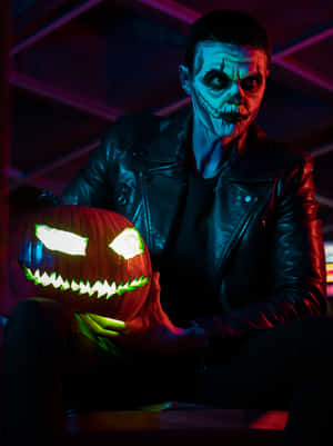 Cool Joker With Jack O Lantern Wallpaper