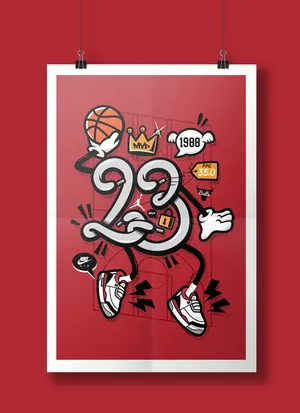 Cool Jordan 23 Street Art Style Wallpaper