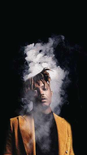 Cool Juice Wrld Black Smoky Background Wallpaper