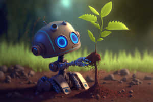 Cool Kawaii Robot In Action Wallpaper