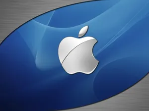 Cool Mac Logo Blue Brushed Metal Wallpaper