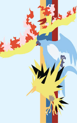 Cool Minimalist Zapdos And Birds Wallpaper