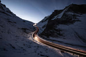 Cool Nature Winter Mountain Highway Wallpaper