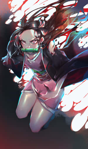 Cool Nezuko Attacking Wallpaper