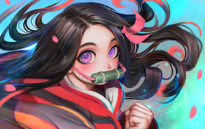 Cool Nezuko Looking As Fierce As Ever. Wallpaper