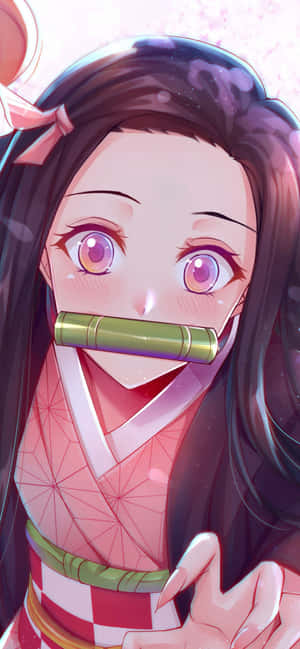 Cool Nezuko With A Sword Wallpaper