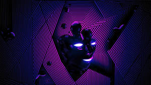 Cool Purple-themed Robot Face Wallpaper