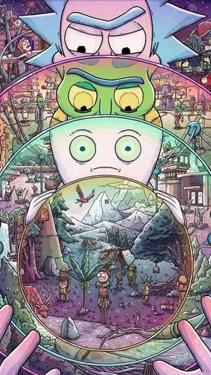 Cool Rick And Morty With Aliens Wallpaper