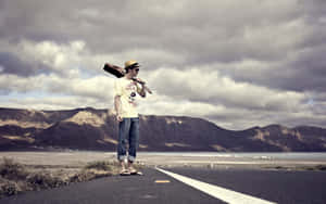 Cool Sad Boy Alone With Guitar Wallpaper