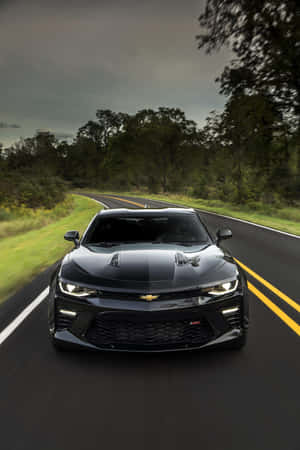 Cool Shiny Black Camaro Chevrolet Wallpaper