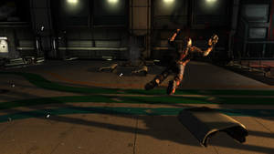 Cool Space Man In Warehouse Wallpaper