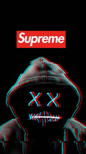 Cool Supreme Glitch Mask Wallpaper